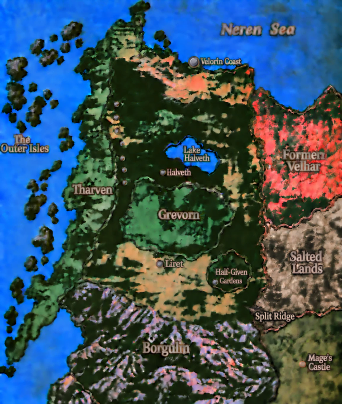 Map of Enedal and its surrounding regions